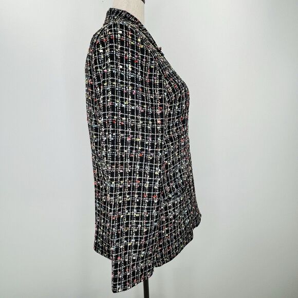 Vintage Sag Harbor Blazer Womens 16 Black Colorful Preppy Business Casual Jacket - Picture 2 of 14